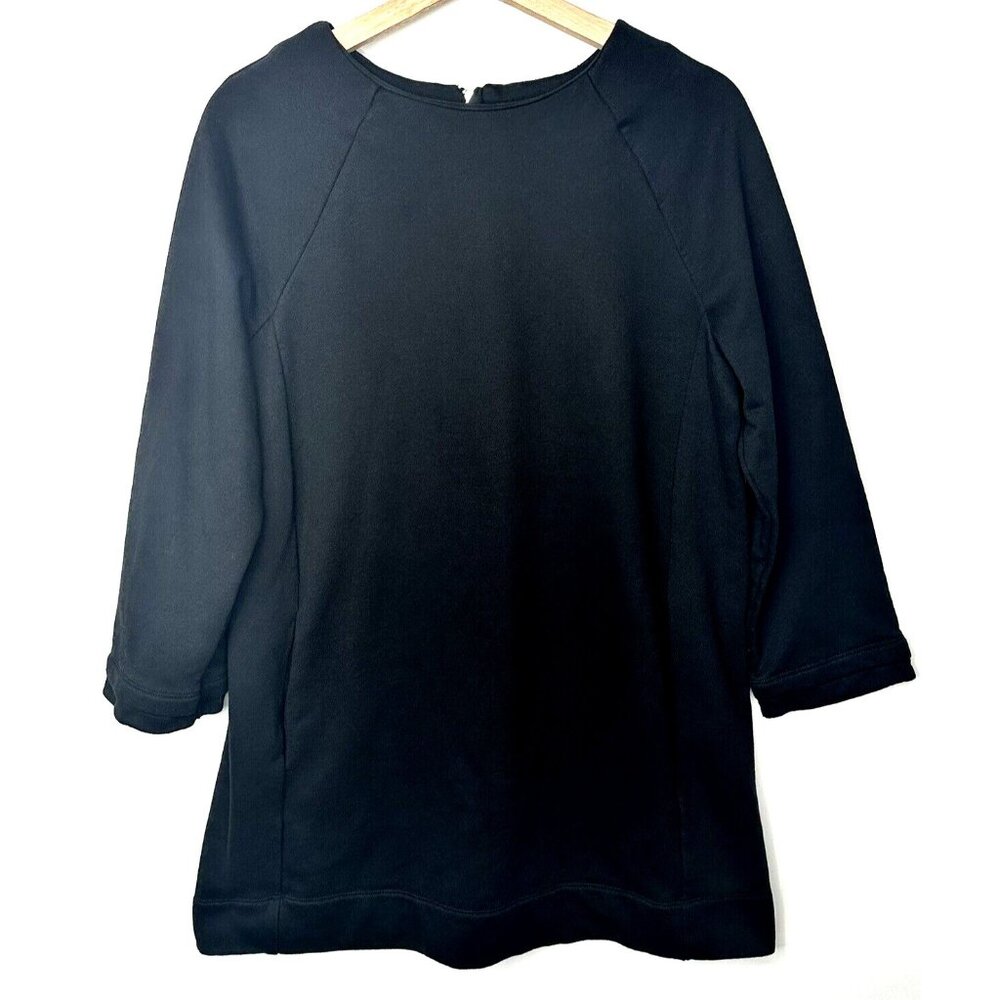 Long Tall Sally Womens Sweater Long Sleeve 1/4 Zip Pullover Black Size Medium